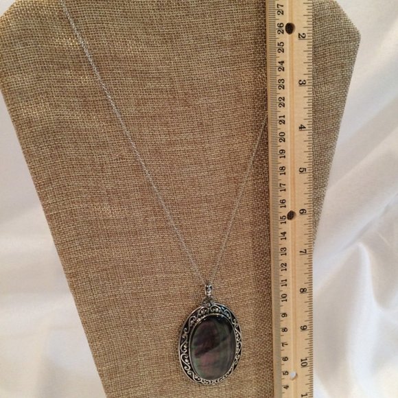 HUGE NEW Gray MOP Rhodium Enhancer Pendant - Picture 6 of 13